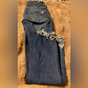 Zara Man Distressed Blue Denim Skinny Jeans Size 30